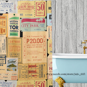 Cool gift for father Cenima tickets ans old stamps Shower Curtain