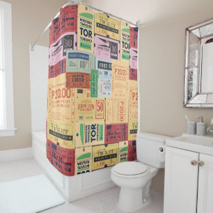 Cool gift for father Old vintage cenima tickets Shower Curtain