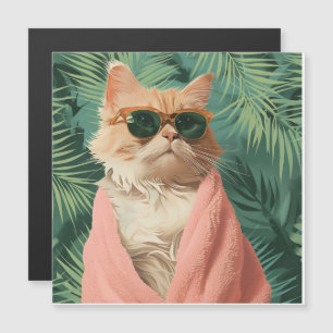 Cool Ginger Cat Vacation Vibes button pin