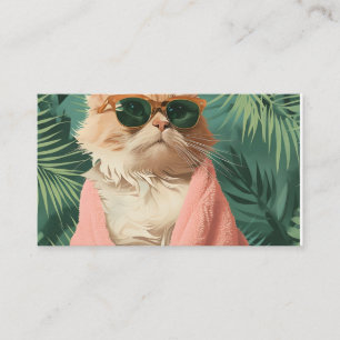 Cool Ginger Cat Vacation Vibes button pin Enclosure Card