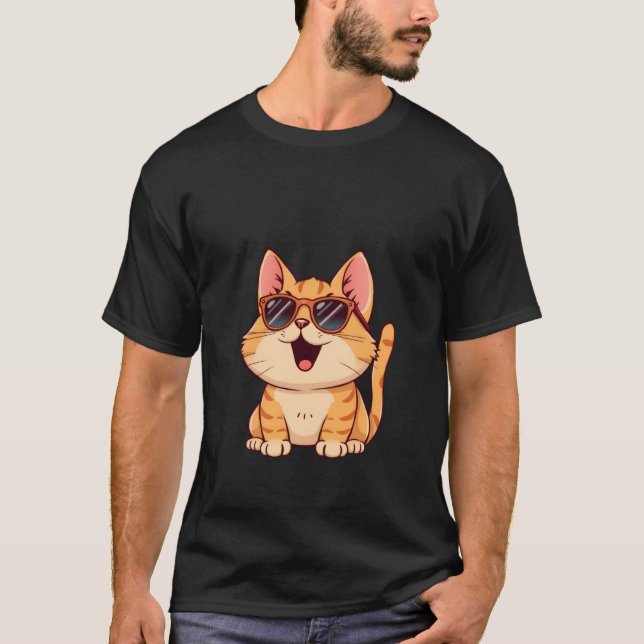 Cool Ginger Cat Wearing Sunglasses Funny Happy ✨🐾 T-Shirt (Front)
