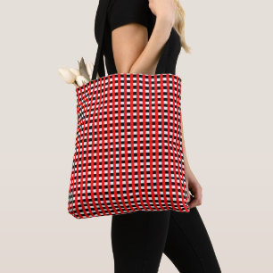 Cool Gingham Red, Black and White Pattern Design T Tote Bag