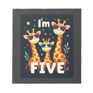 Cool Giraffe 5th Birthday Party 5 Year Old Toddler Notepad