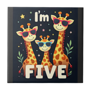 Cool Giraffe 5th Birthday Party 5 Year Old Toddler Tile