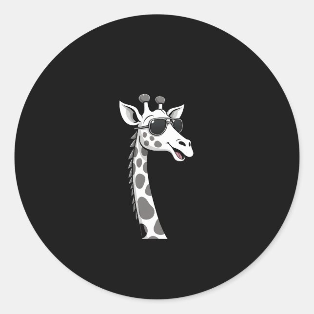Cool Giraffe Art For Men Women Kids Animal Lover A Classic Round Sticker (Front)