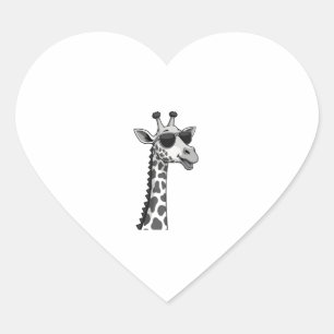 Cool Giraffe Art For Men Women Kids Animal Lover A Heart Sticker