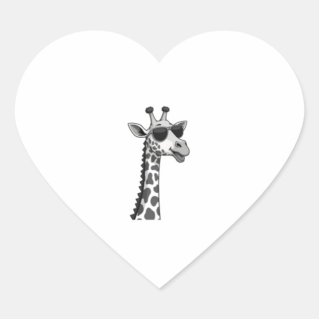 Cool Giraffe Art For Men Women Kids Animal Lover A Heart Sticker (Front)