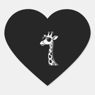 Cool Giraffe Art For Men Women Kids Animal Lover A Heart Sticker