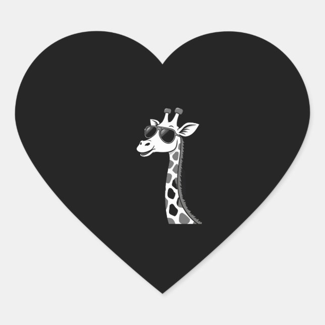 Cool Giraffe Art For Men Women Kids Animal Lover A Heart Sticker (Front)