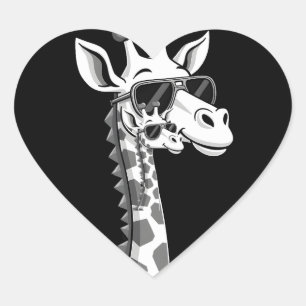 Cool Giraffe Art For Men Women Kids Animal Lover A Heart Sticker