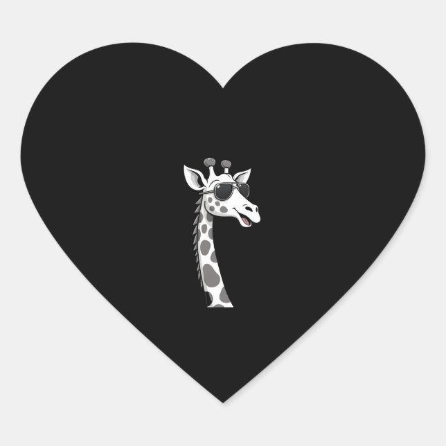 Cool Giraffe Art For Men Women Kids Animal Lover A Heart Sticker (Front)