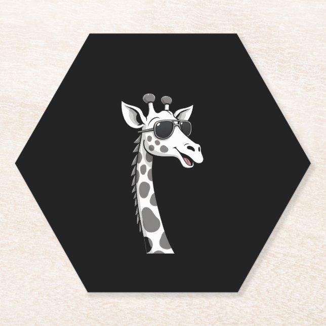 Cool Giraffe Art For Men Women Kids Animal Lover A Paper Coaster (Front)