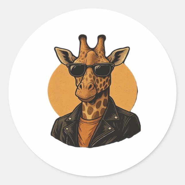 cool giraffe Classic T-Shirt Classic Round Sticker (Front)