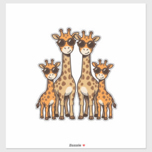 Cool Giraffe Family Sunglasses Vintage Engraving T