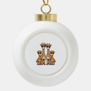 Cool Giraffe Family Sunglasses Vintage Engraving T Ceramic Ball Christmas Ornament