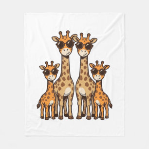 Cool Giraffe Family Sunglasses Vintage Engraving T Fleece Blanket