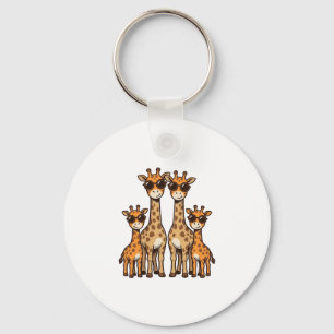 Cool Giraffe Family Sunglasses Vintage Engraving T Key Ring