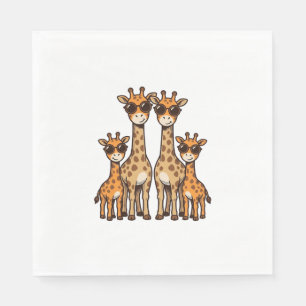 Cool Giraffe Family Sunglasses Vintage Engraving T Napkin