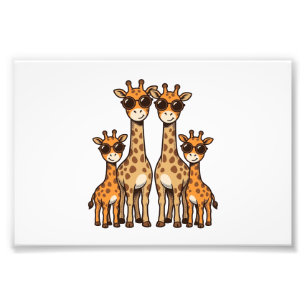 Cool Giraffe Family Sunglasses Vintage Engraving T Photo Print