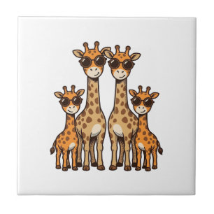 Cool Giraffe Family Sunglasses Vintage Engraving T Tile