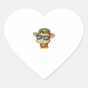 Cool Giraffe � Funny Streetwear Cartoon Animal Ove Heart Sticker