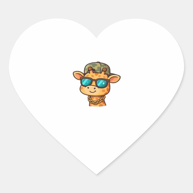 Cool Giraffe � Funny Streetwear Cartoon Animal Ove Heart Sticker (Front)