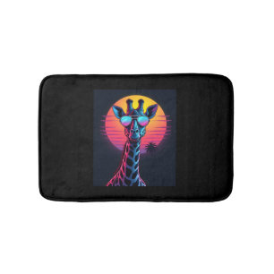Cool Giraffe In Sunglasses Under Sunset Long Sleev Bath Mat
