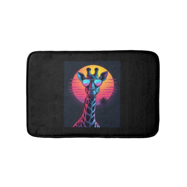 Cool Giraffe In Sunglasses Under Sunset Long Sleev Bath Mat (Front)