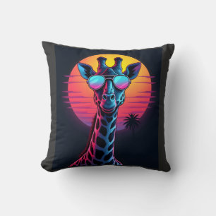 Cool Giraffe In Sunglasses Under Sunset Long Sleev Cushion