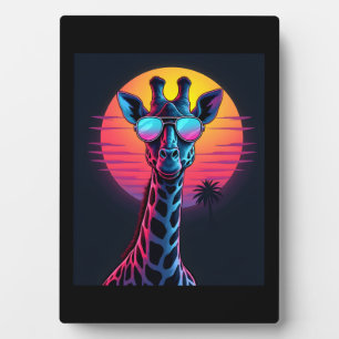 Cool Giraffe In Sunglasses Under Sunset Long Sleev Plaque