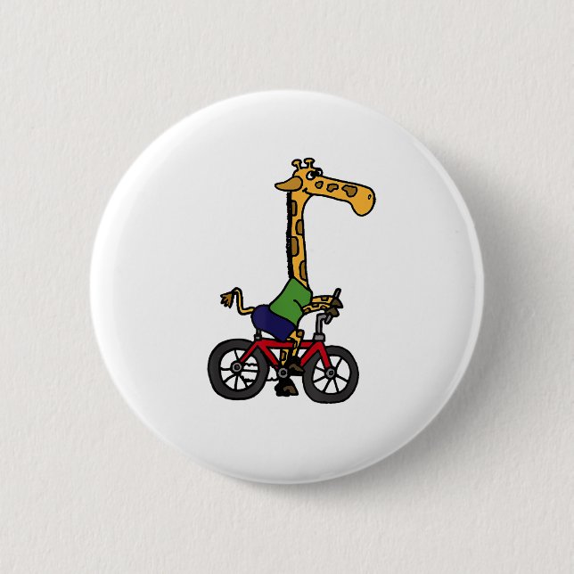 Cool Giraffe Riding Bicycle  6 Cm Round Badge (Front)
