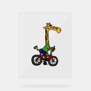 Cool Giraffe Riding Bicycle  Acrylic Sign