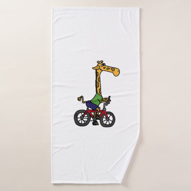 Cool Giraffe Riding Bicycle  Bath Towel (Bath Towel)