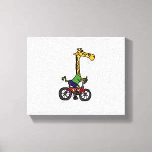 Cool Giraffe Riding Bicycle Canvas Print
