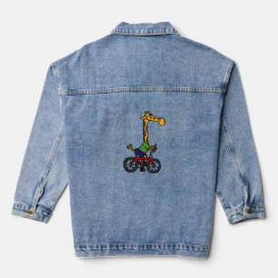 Cool Giraffe Riding Bicycle  Denim Jacket