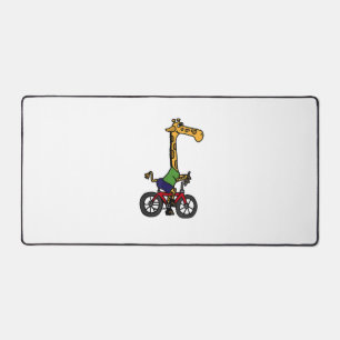 Cool Giraffe Riding Bicycle  Desk Mat