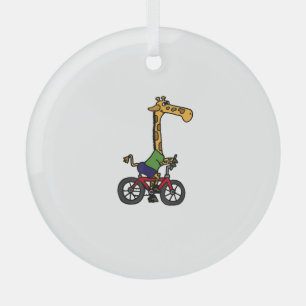 Cool Giraffe Riding Bicycle Glass Tree Decoration