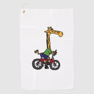 Cool Giraffe Riding Bicycle Golf Towel