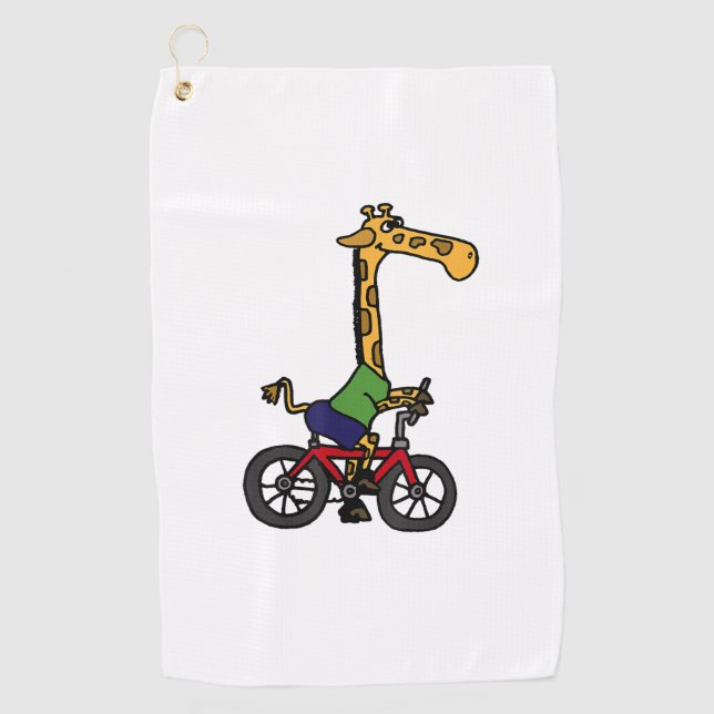 Cool Giraffe Riding Bicycle  Golf Towel (Front)
