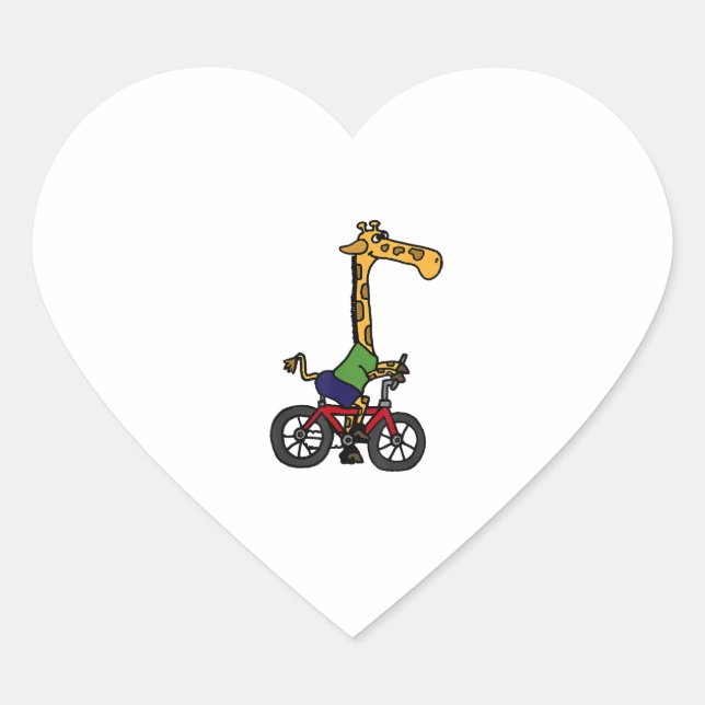 Cool Giraffe Riding Bicycle  Heart Sticker (Front)