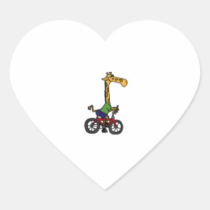 Cool Giraffe Riding Bicycle Heart Sticker