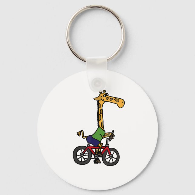 Cool Giraffe Riding Bicycle  Key Ring (Front)