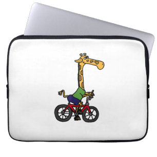 Cool Giraffe Riding Bicycle  Laptop Sleeve