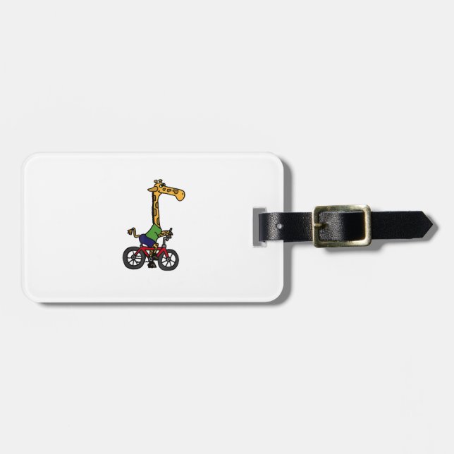 Cool Giraffe Riding Bicycle  Luggage Tag (Front Horizontal)
