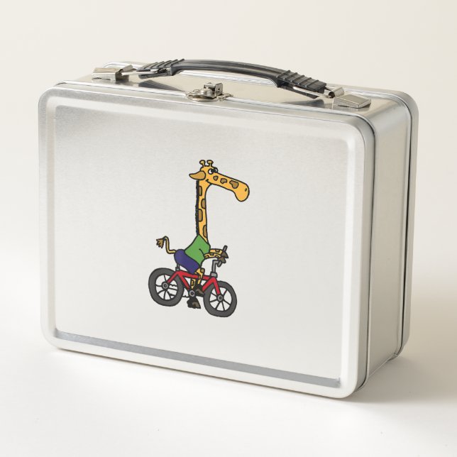 Cool Giraffe Riding Bicycle  Metal Lunch Box (Front)