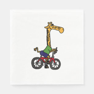 Cool Giraffe Riding Bicycle Napkin
