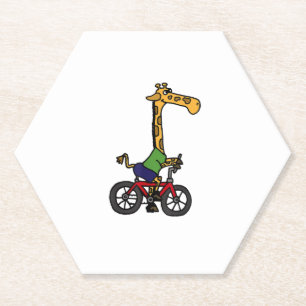 Cool Giraffe Riding Bicycle  Paper Coaster