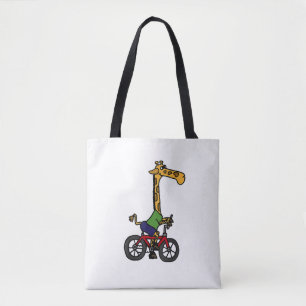 Cool Giraffe Riding Bicycle  Tote Bag