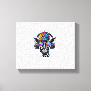 Cool Giraffe Sunglasses Headphones Giraffes   Canvas Print