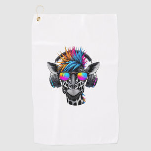 Cool Giraffe Sunglasses Headphones Giraffes Golf Towel